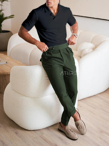 BOTTLE GREEN SIGNATURE ITALIAN GURKHA PANTS BY ATIIRE