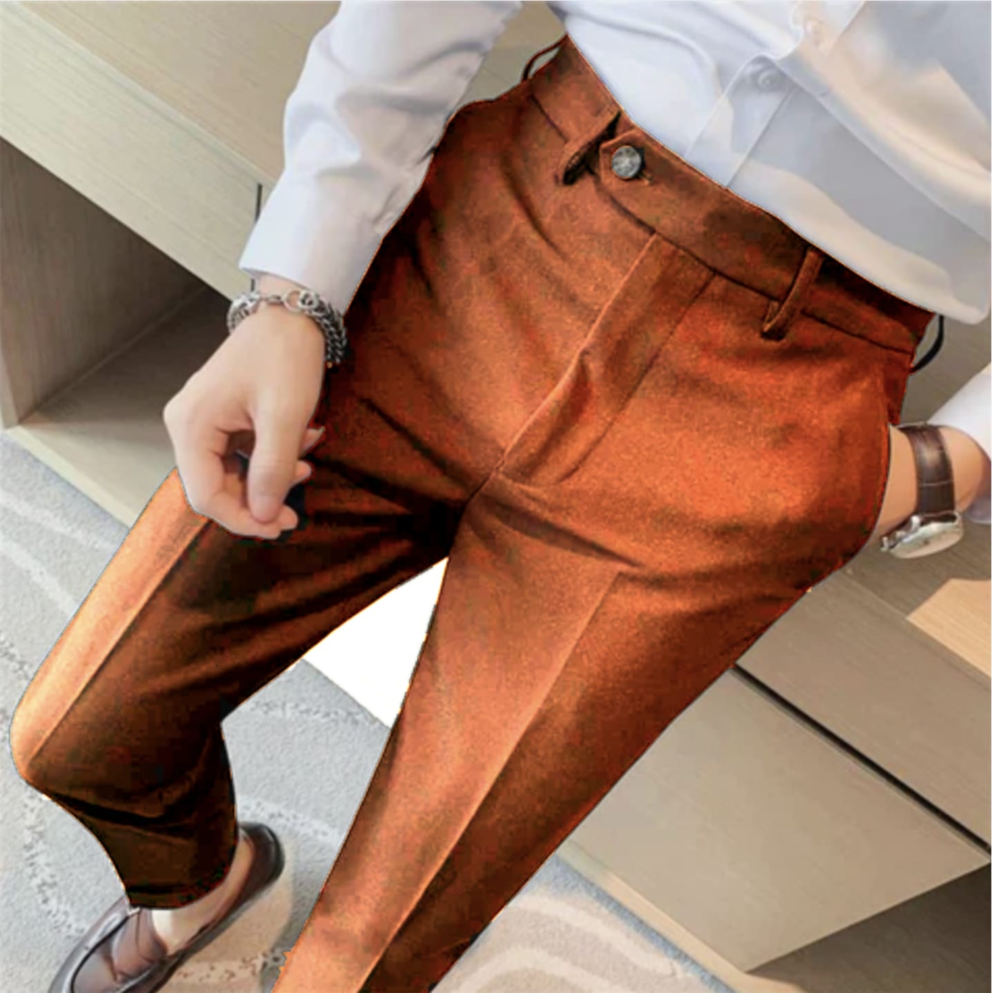 BRITISH STYLE CAMEL MEN FORMAL PANTS BY ATIIRE